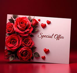 Design and print postcards for the perfect Valentine offer